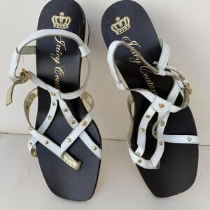 Vintage Juicy Couture White Sandals Womens Sz 8.5 Made In Italy Y2k